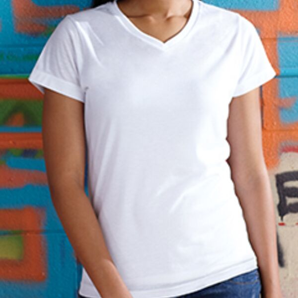Ladies' V-Neck Sublimation T-Shirt Thumbnail