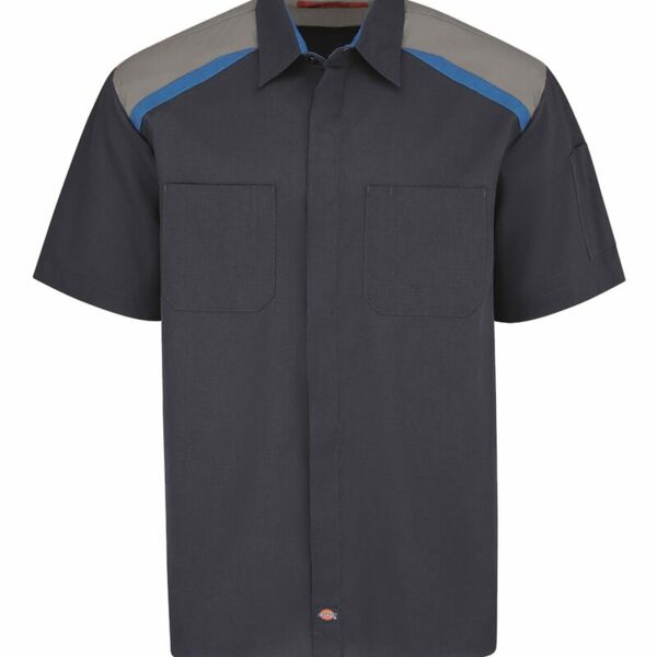 Tricolor Short Sleeve Shop Shirt - Long Sizes Thumbnail
